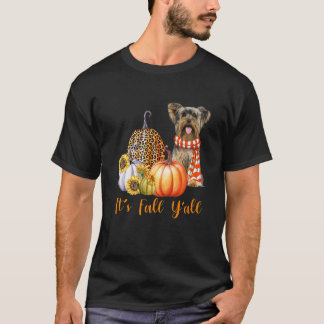 T-shirt C'est Automne Y'all Yorkie Chien Leopard Citrouill