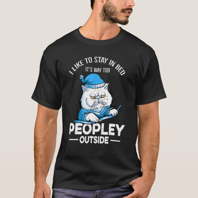 T-shirt C'est beaucoup trop peupleux dehors Sleeping Cat A (Devant)