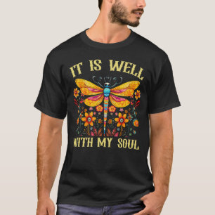 T-shirt C'Est Bien Avec Mon Âme Dragonfly Floral Boho
