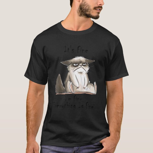 T-shirt C'est bon Je vais bien Tout va bien Chat mignonne (Devant)