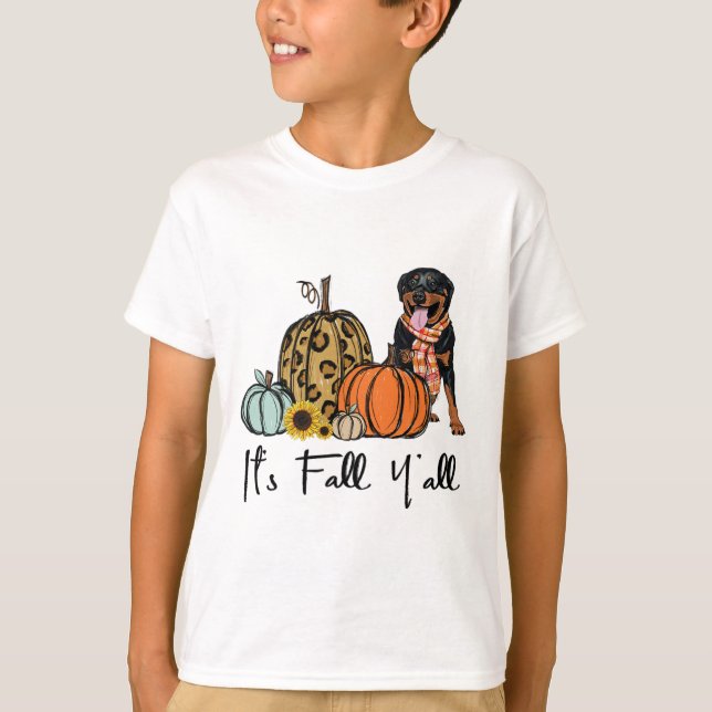T-shirt C'est Chute Y'all Jaune Rottweiler Chien Leopard P (Devant)