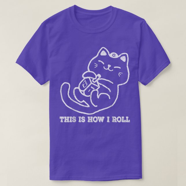 T-shirt C'Est Comme Ça Que Je Roule Dreidel Jeu Drôle Chat (Design devant)