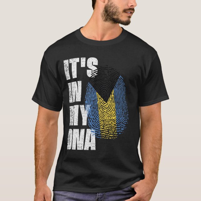 T-shirt C'EST DANS MON ADN Bahamas Drapeau (Devant)