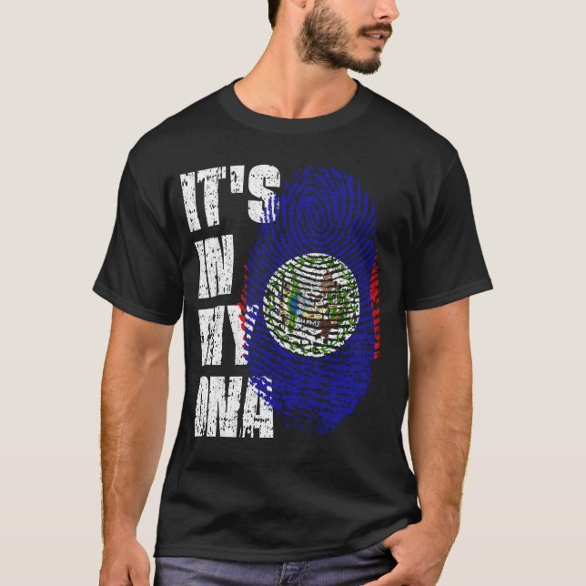 T-shirt C'EST DANS MON ADN Belize Drapeau Drapeau Don de f (Devant)
