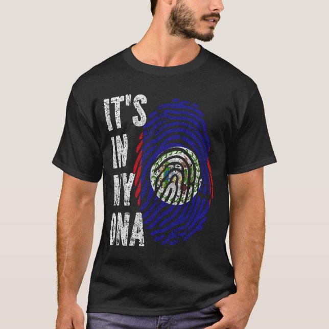 T-shirt C'EST DANS MON ADN Belize Drapeau Hommes Femmes En (Devant)