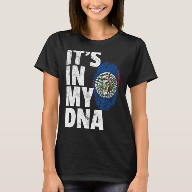 T-shirt C'EST DANS MON ADN Belize Drapeau Officiel Fierté  (Devant)