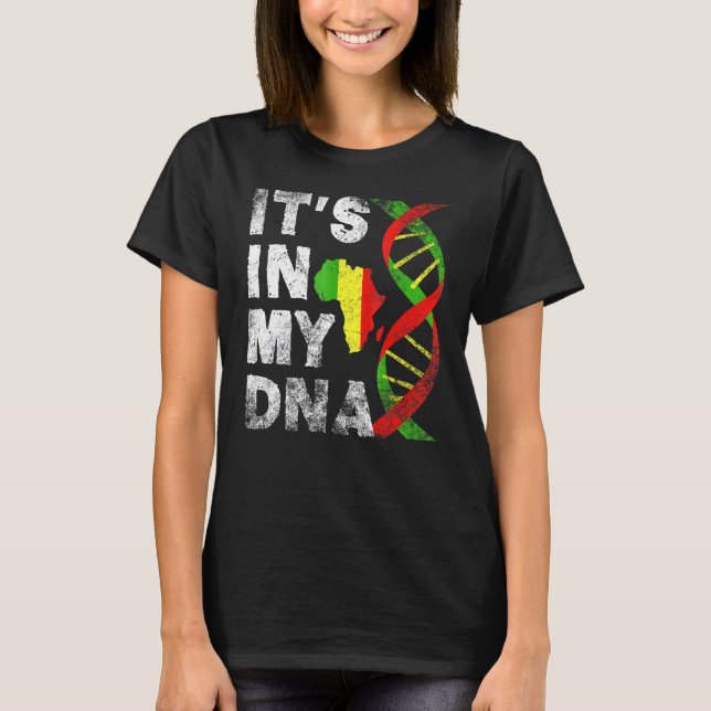 T-shirt C'Est Dans Mon Adn Black Pride Black Fière Racines (Devant)