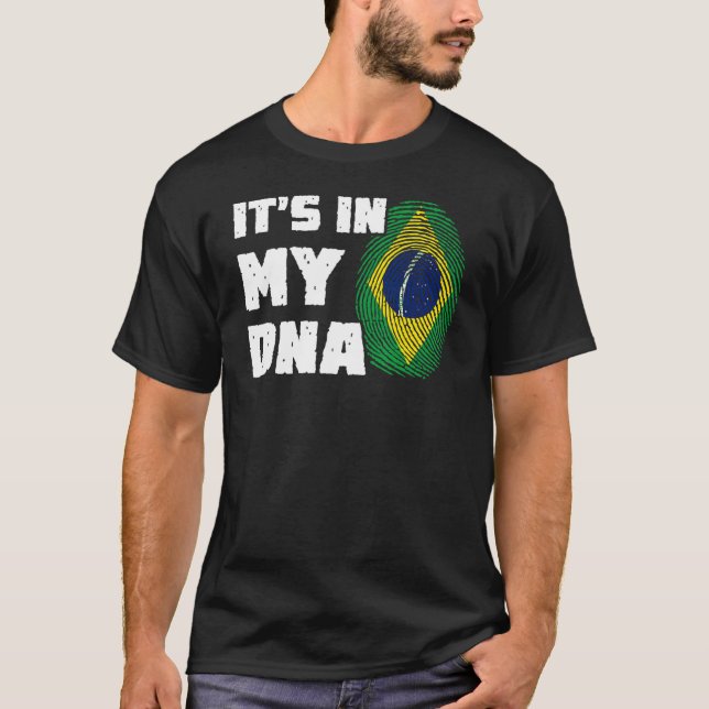 T-shirt C'est dans mon ADN Brésil Drapeau empreintes digit (Devant)