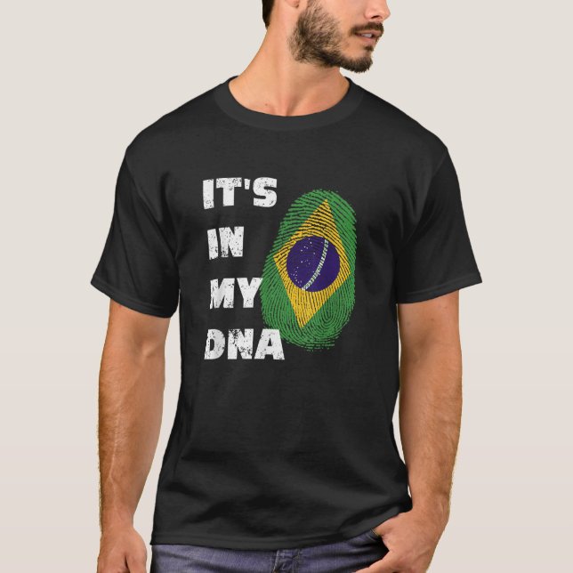 T-SHIRT C'EST DANS MON ADN BRÉSIL PRIDE FINGERPRINT FLAG D (Devant)