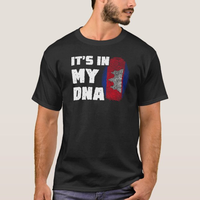 T-shirt C'est dans mon ADN Cambodge Drapeau Empreinte Homm (Devant)