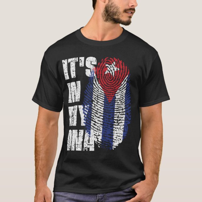 T-shirt C'EST DANS MON ADN Cuba Drapeau Drapeau Don de fil (Devant)