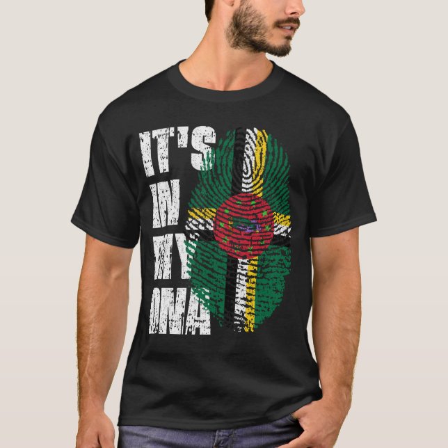 T-shirt C'EST DANS MON ADN Dominica Drapeau Drapeau Don de (Devant)