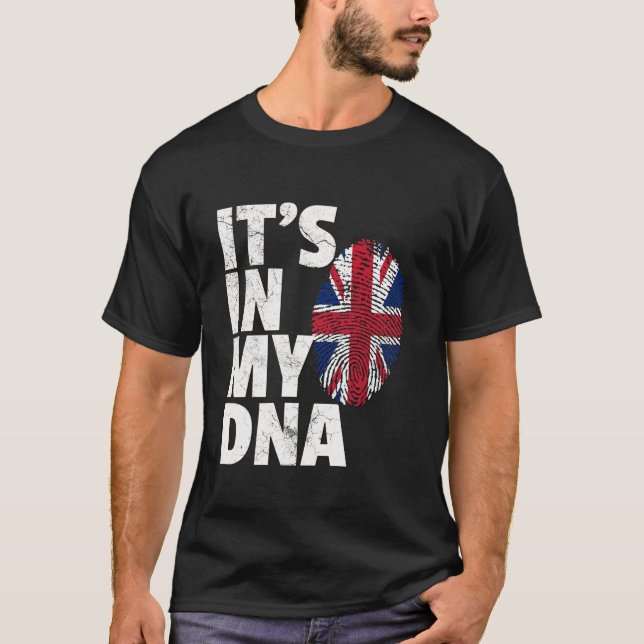 T-shirt C'EST DANS MON ADN Drapeau Britannique Angleterre  (Devant)