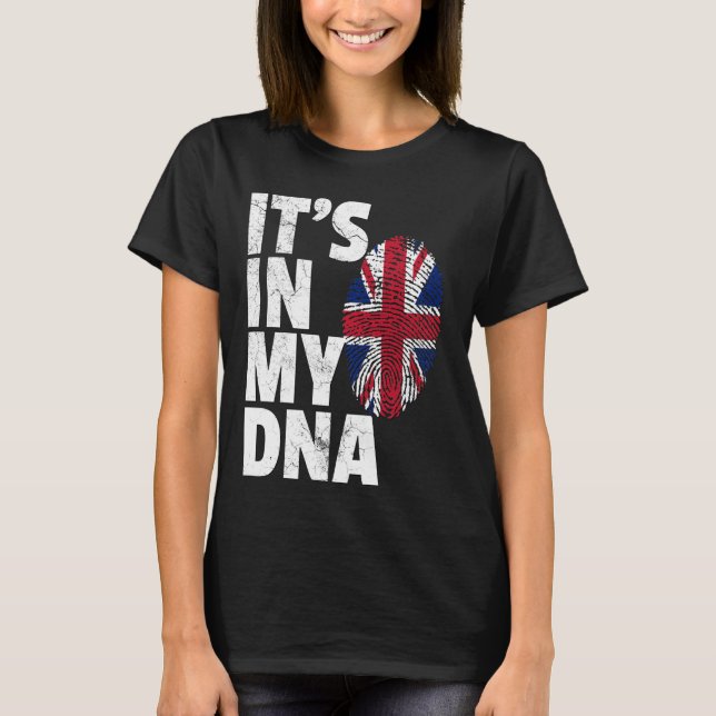 T-shirt C'EST DANS MON ADN Drapeau Britannique Angleterre  (Devant)