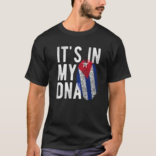 T-shirt c'est dans mon ADN drapeau cubain Empreinte digita (Devant)