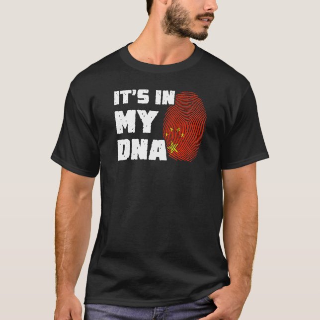 T-shirt C'est dans mon ADN Drapeau de la Chine Empreinte d (Devant)