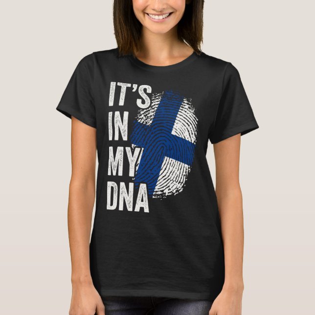 T-shirt C'EST DANS MON ADN Drapeau de la Finlande Racines  (Devant)