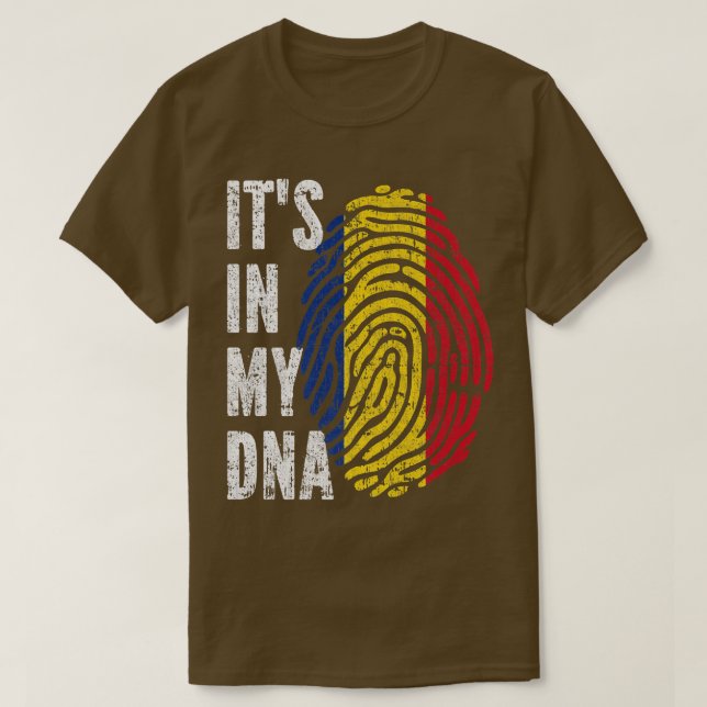 T-shirt C'EST DANS MON ADN Drapeau de la Roumanie Roumain  (Design devant)