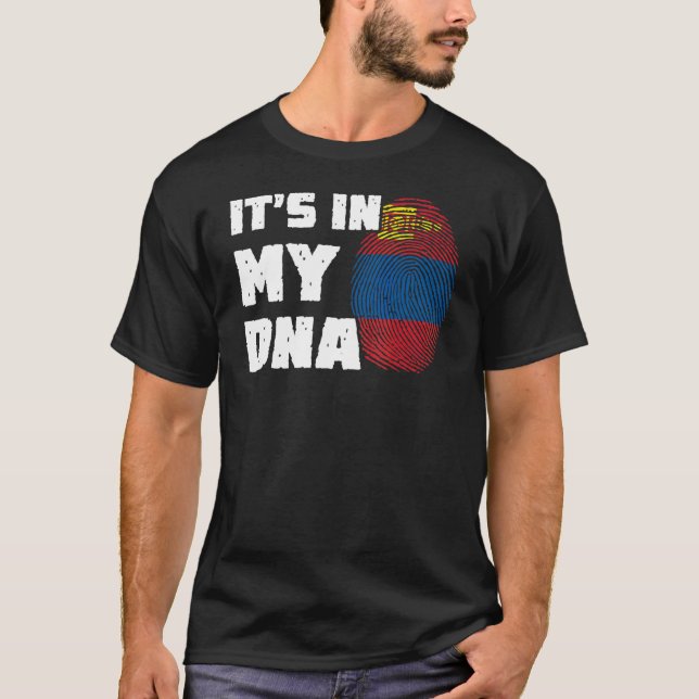 T-shirt C'est dans mon ADN Drapeau de Mongolie Empreinte d (Devant)