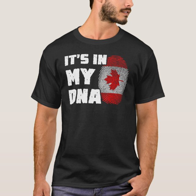 T-shirt C'est Dans Mon ADN Drapeau Du Canada Empreinte Dig (Devant)