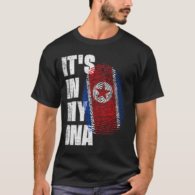 T-shirt C'EST DANS MON ADN Drapeau Nord-Coréen (Devant)