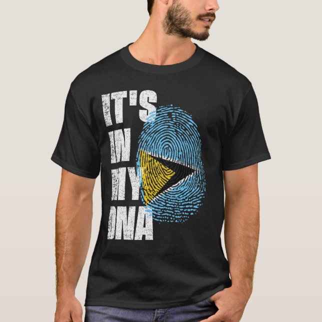 T-shirt C'EST DANS MON ADN Drapeau Sainte-Lucie (Devant)