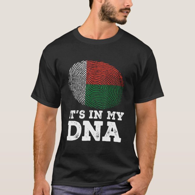 T-shirt C'est dans mon ADN empreintes digitales Madagascar (Devant)