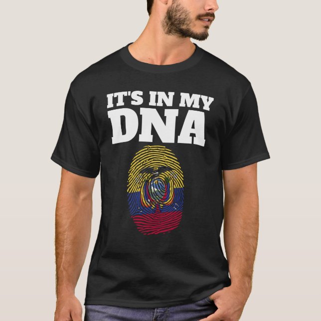 T-shirt C'est dans mon ADN Equateur Drapeau Empreinte Equa (Devant)