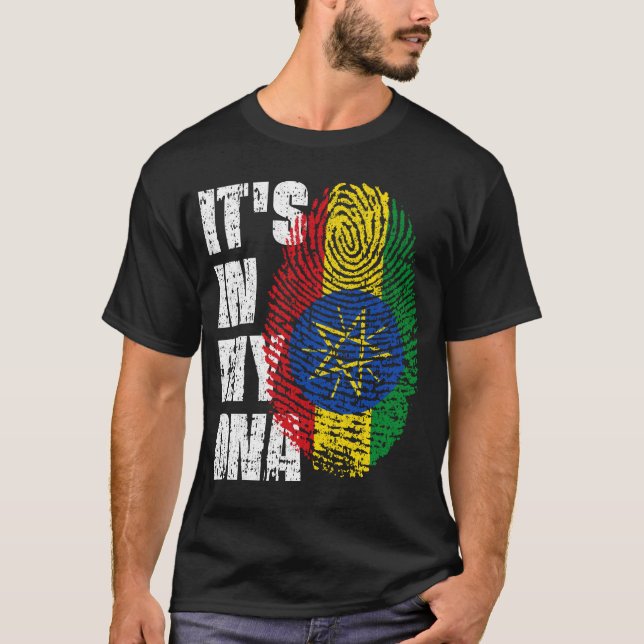 T-shirt C'EST DANS MON ADN Éthiopie Drapeau Drapeau Don de (Devant)