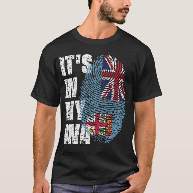 T-shirt C'EST DANS MON ADN Fiji Flag Boy Girl Gift (Devant)