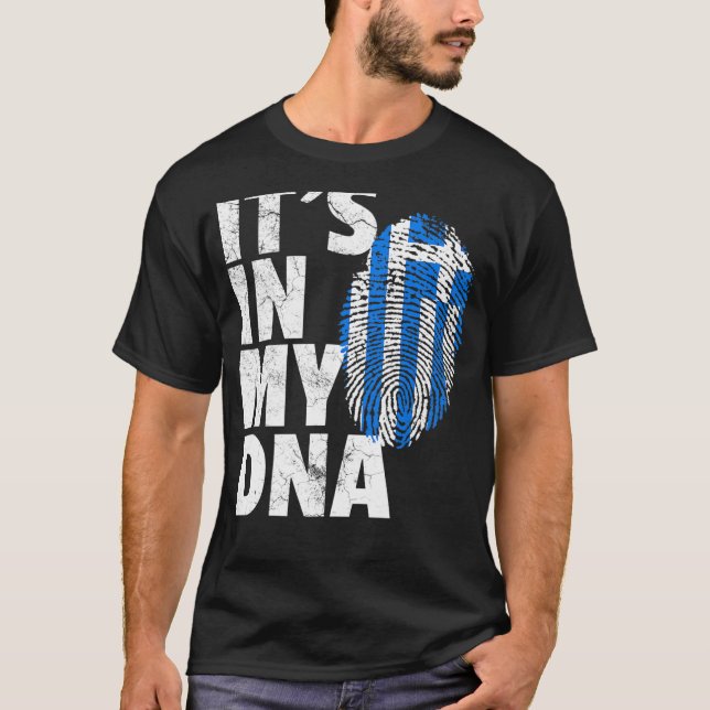 T-shirt C'Est Dans Mon Adn Grec Pride Drapeau National Cou (Devant)