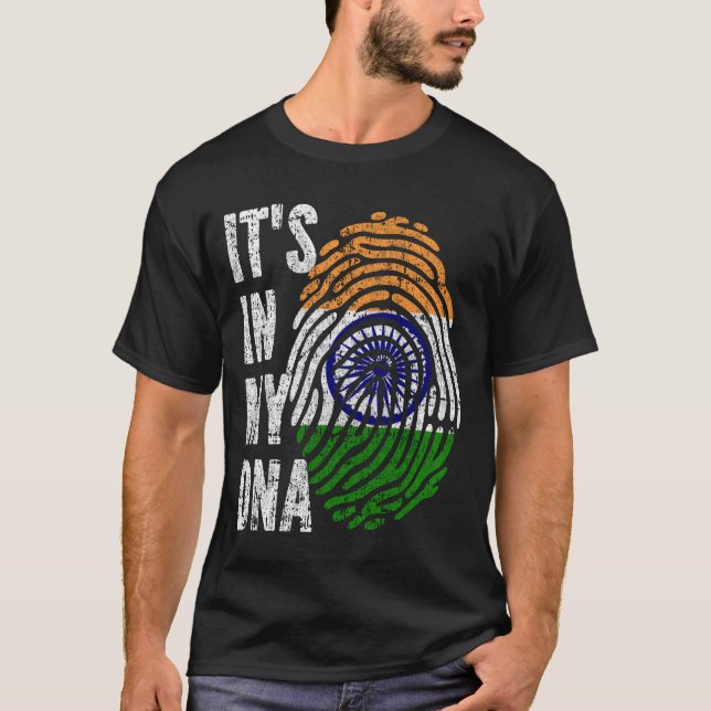 T-shirt C'EST DANS MON ADN Inde Drapeau Hommes Femmes Enfa (Devant)