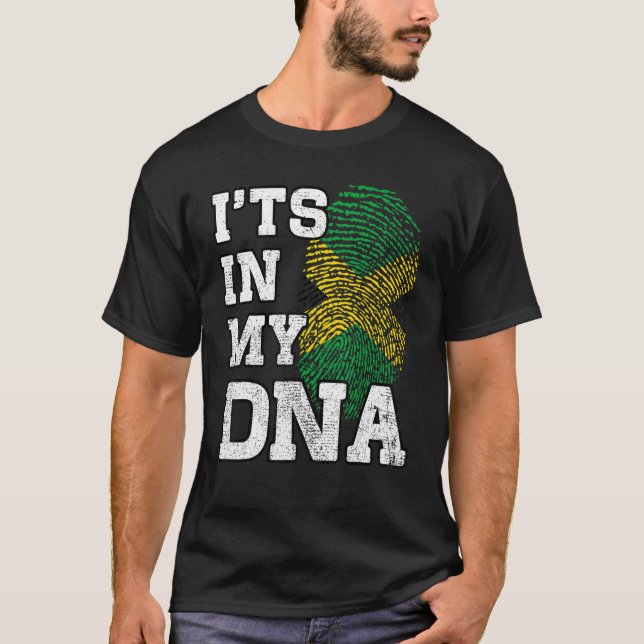 T-shirt C'est dans mon ADN Jamaïcain empreintes digitales  (Devant)