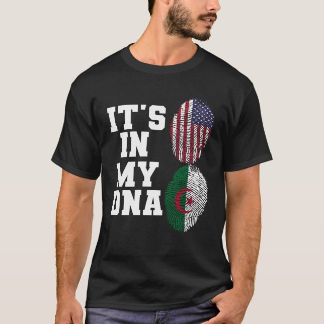 T-shirt C'est dans mon ADN l'Algérie drapeau des USA drape (Devant)