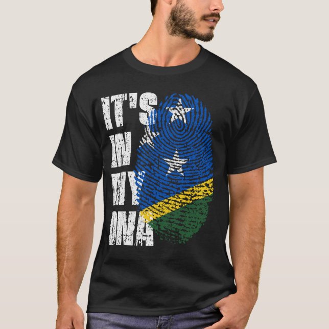 T-shirt C'EST DANS MON ADN Les Îles Salomon Drapeau Don de (Devant)