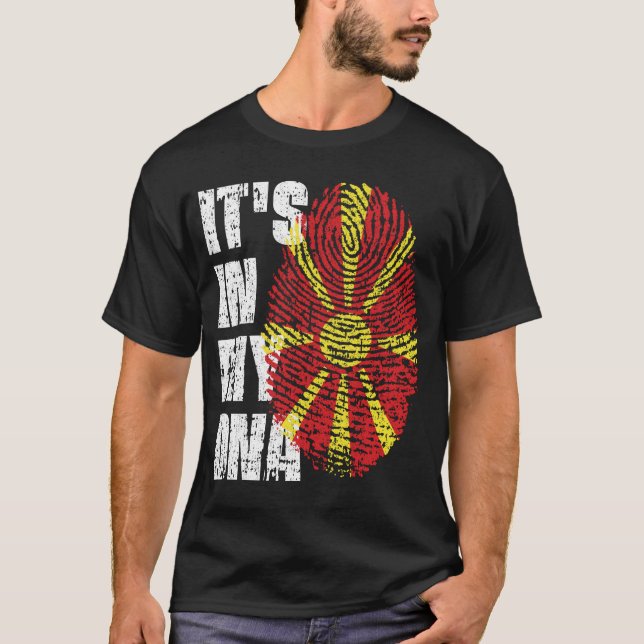 T-shirt C'EST DANS MON ADN Macédoine Nord Drapeau Drapeau  (Devant)