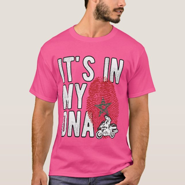 T-shirt C'est dans Mon ADN Maroc Drapeau moto marocaine ri (Devant)