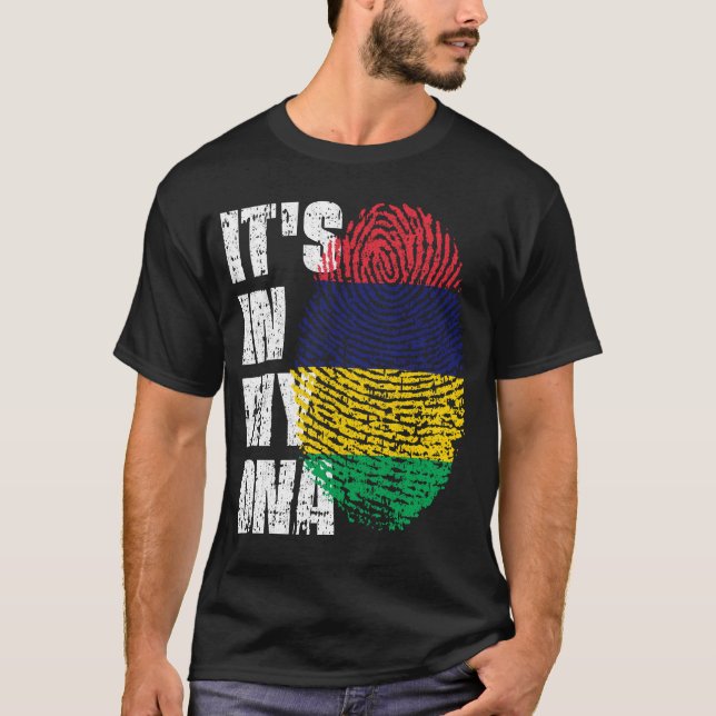 T-shirt C'EST DANS MON ADN Maurice Drapeau Fille Cadeau (Devant)