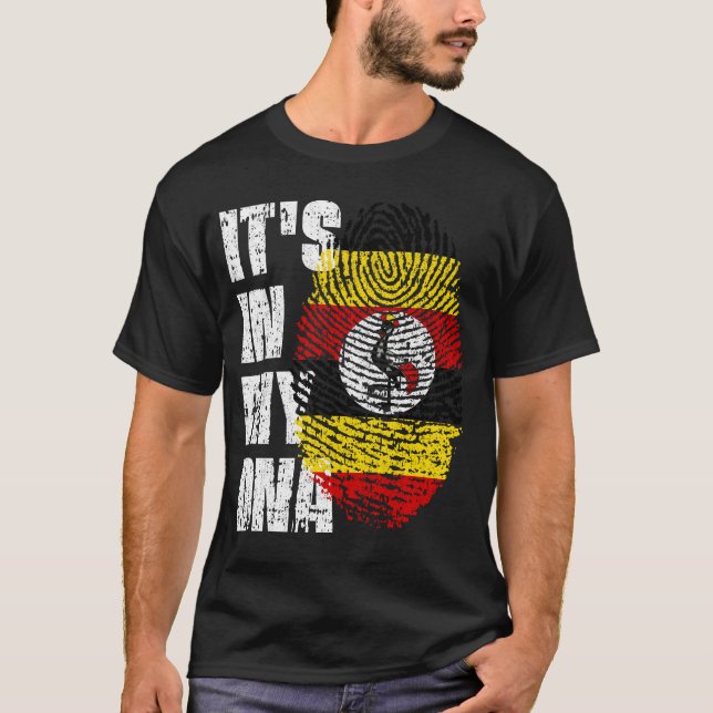 T-shirt C'EST DANS MON ADN Ouganda Drapeau garçon fille ca (Devant)