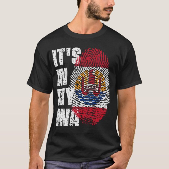 T-shirt C'EST DANS MON ADN Polynésie Française Drapeau Cad (Devant)