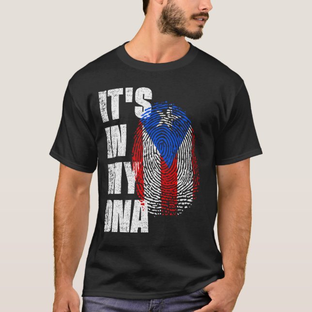 T-shirt C'EST DANS MON ADN Porto Rico Drapeau (Devant)