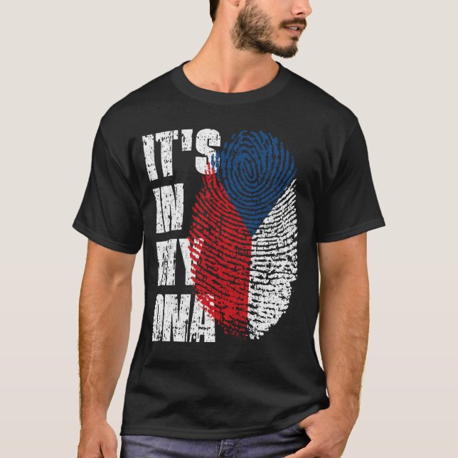T-shirt C'EST DANS MON ADN République Tchèque Drapeau Garç (Devant)