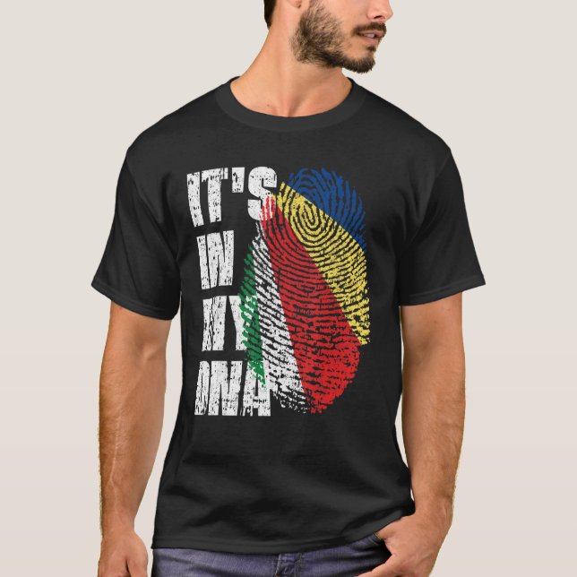 T-shirt C'Est Dans Mon Adn Seychelles Drapeau Seychellois (Devant)