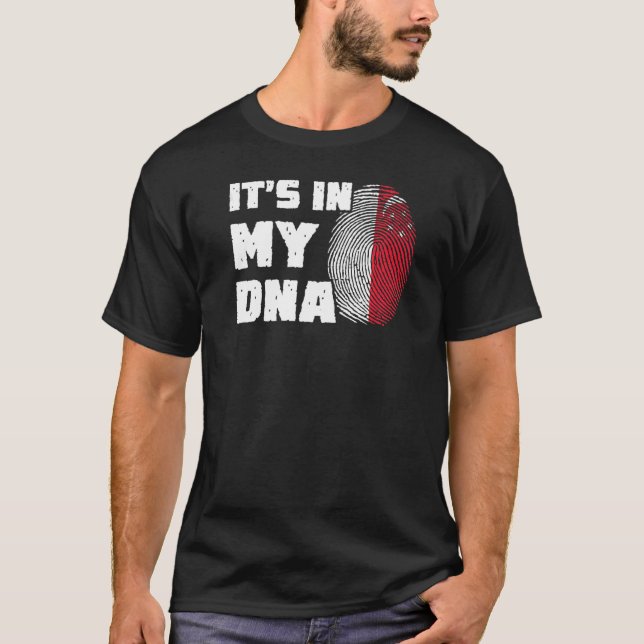 T-shirt C'est dans mon ADN Singapour Drapeau empreintes di (Devant)