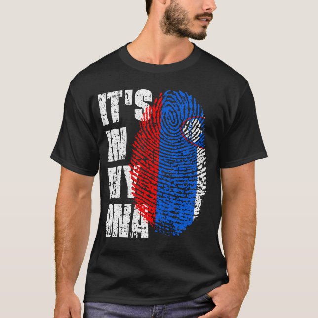 T-shirt C'EST DANS MON ADN Slovénie Drapeau garçon fille c (Devant)