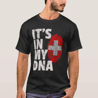 T-shirt C'EST DANS MON ADN Swiss Switzerland Drapeau Fame