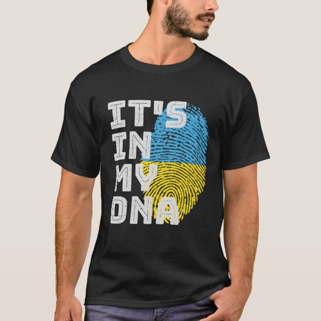 T-shirt C'est dans mon ADN Ukraine Drapeau empreintes digi (Devant)