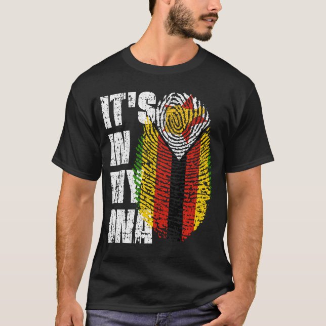 T-shirt C'EST DANS MON ADN Zimbabwe Drapeau Fille Cadeau (Devant)