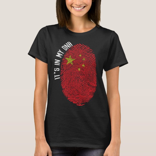 T-shirt C'est dans mon D N A drapeau de la Chine (Devant)