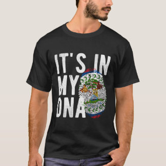 T-shirt C'Est Dans Mon Dna Belize Drapeau Empreinte